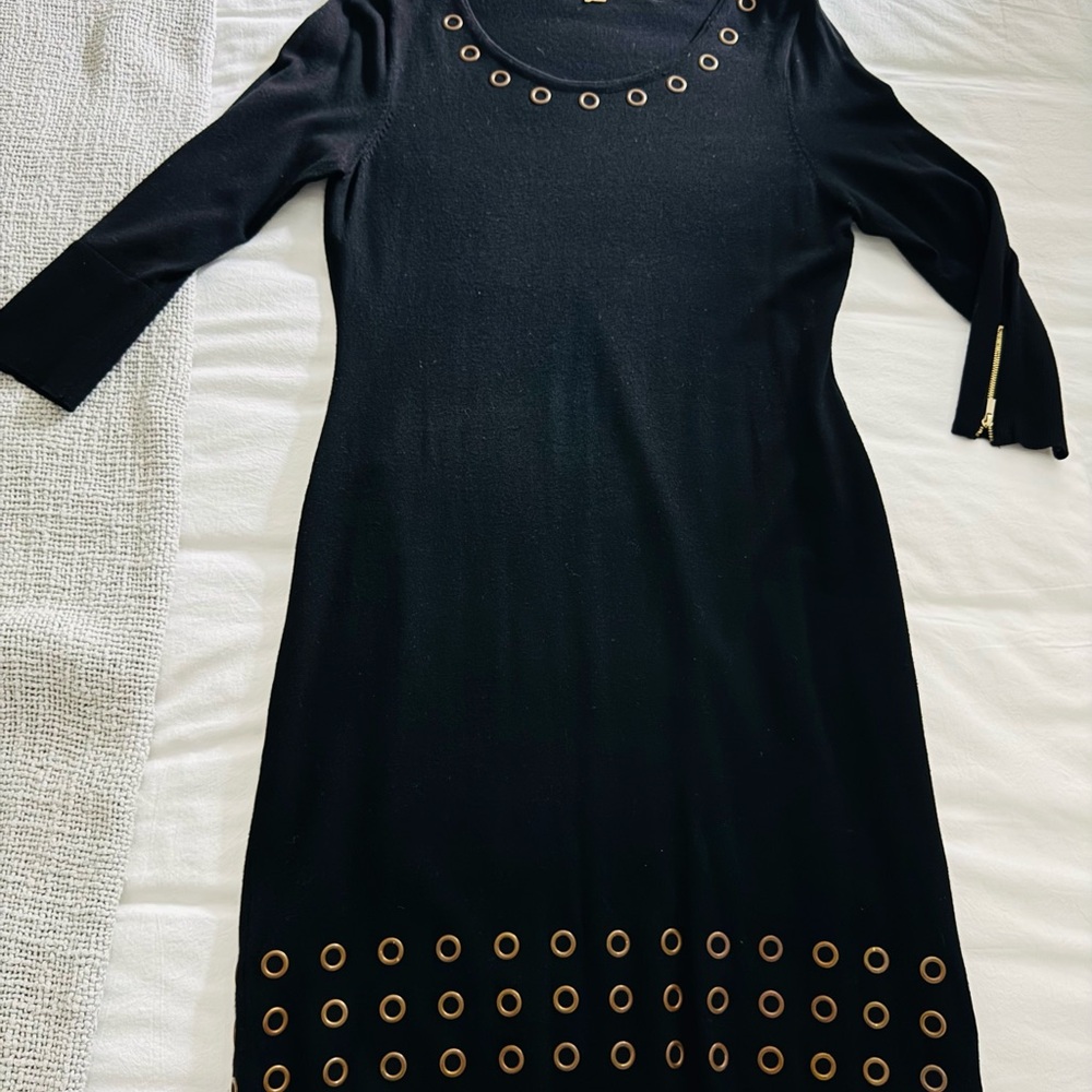 Calvin Klein Black Dress with Gold Eyelets